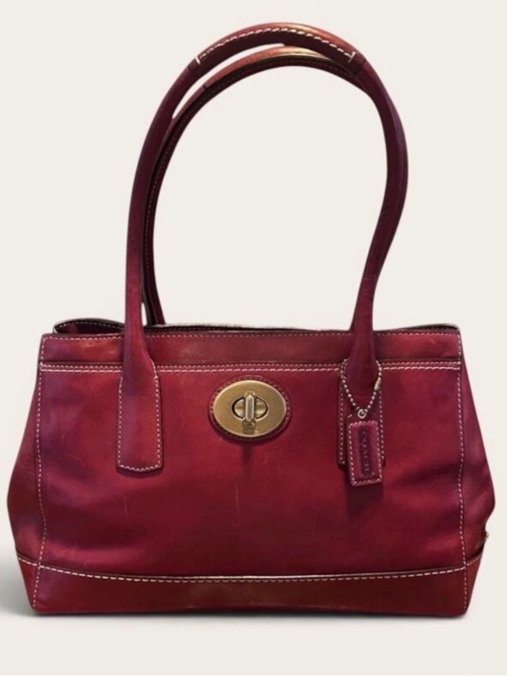 Coach Hamptons Madeline 2008 Leather Bag – Style 12482 – Deep Raspberry Red